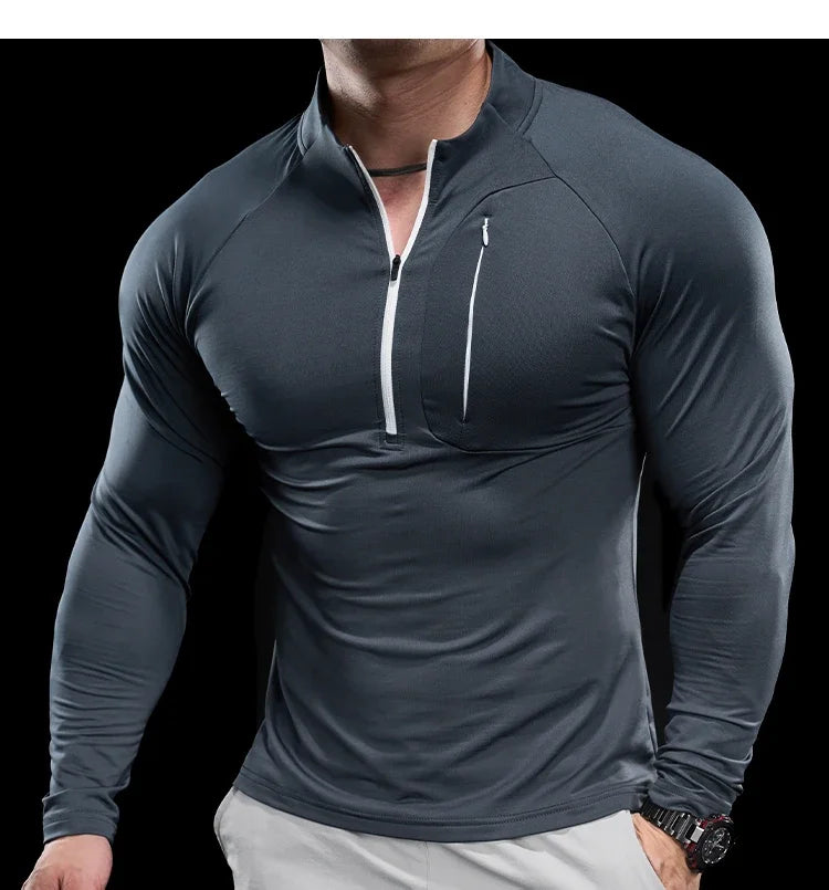 Gym Fitness Quick Dry Shirt Men Running Sport Long Sleeves T-shirt Trackwear Tee Tops Autumn Male Bodybuilding Training Clothing