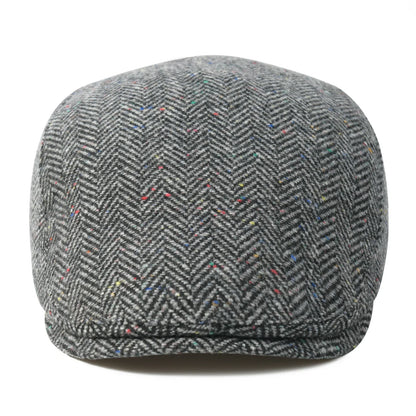 Men's Herringbone Flat Ivy Newsboy Hat Wool Blend Gatsby Cabbie Cap Winter Outdoor Hunting Cap