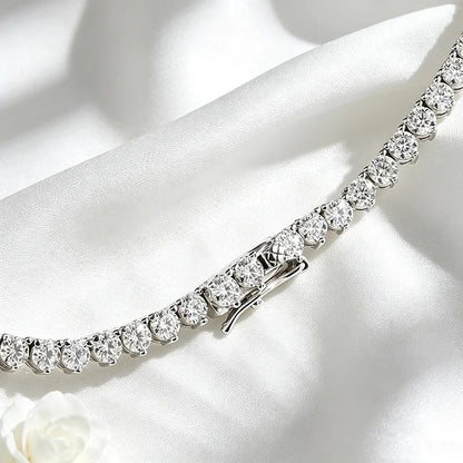3 Claws Gradient Moissanite Tennis Necklace for Women Sparkling Full Diamond Luxury Jewelry Sterling Silver 925 Chain