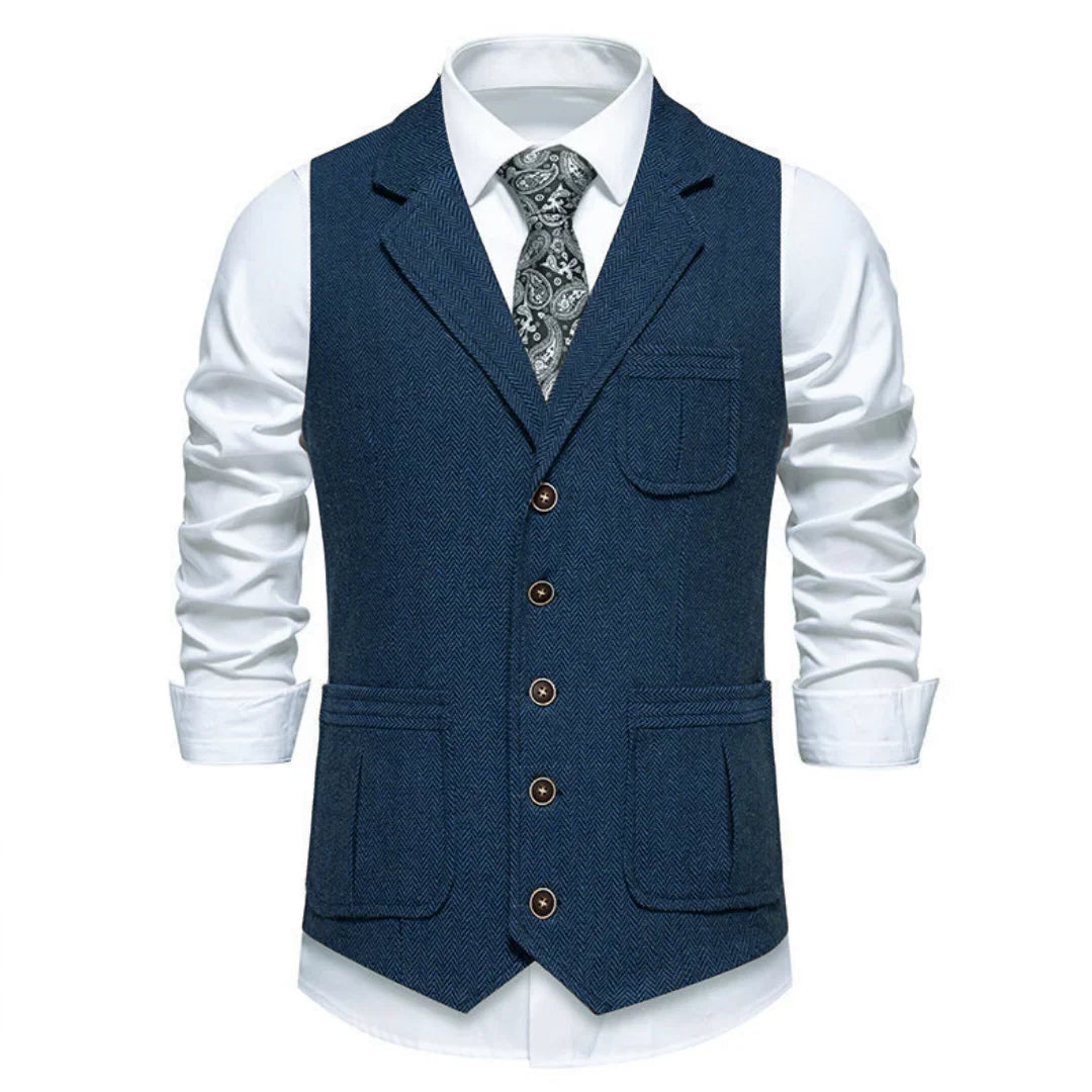 Men Vest Drak Gray Herringbone Single Button Waistcoat For Wedding Birthday Banquet Party Business Work Daily Men Suit Vest
