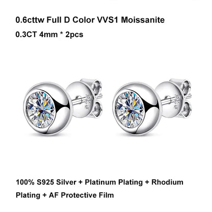 Bezel Full 2.6cttw D Color Moissanite Drop Earrings for Women S925 Silver Plated 18K Rose Gold Bubble Diamond Stud Earring