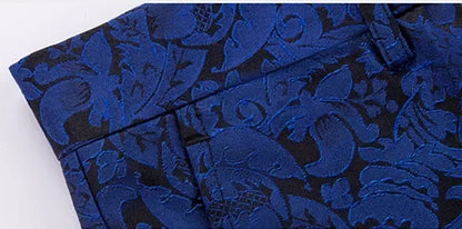Blue Men's Suit Trousers, Jacquard Fabric Pants, Wedding Party Dress Pant, Asian Size M-5XL 6XL, Pantalones Hombre