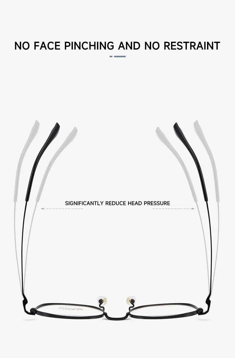 Simple Fashion Large Frame Titanium Design Women Anti-blue Light Reading Glasses Men Customized Prescription 02-K5012