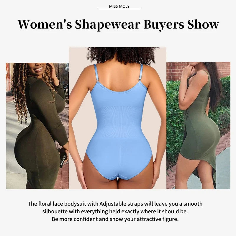 Women Seam-free Sleeveless V-Neck Bodysuit Shapewear Tummy Control Body Shaper Tank Top Red Blue