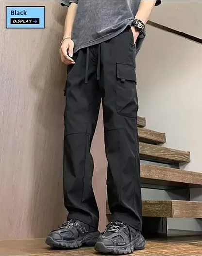 Summer Straight Cargo Pants Mens Multi-Pocket Work Casual Sweatpant Fashiom High Street Outdoor Casual Breathable Loose Trousers
