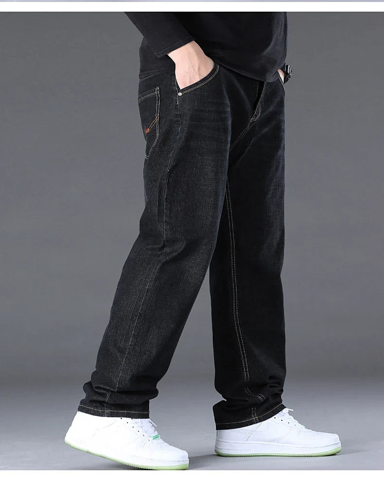 Men's Jeans Pants Big Size 50 High Stretch Denim Fabric Large Size Pants for 45-150kg Jeans Hombre Wide Leg Jeans Pantalon Homme
