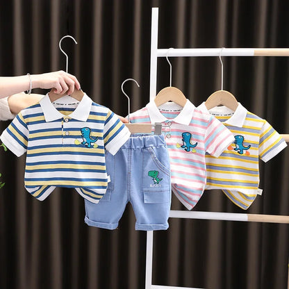 New Summer Baby Girls Clothes Suit Children Boys Striped T-Shirt Shorts 2Pcs/Sets Toddler Casual Cotton Costume Kids Tracksuits