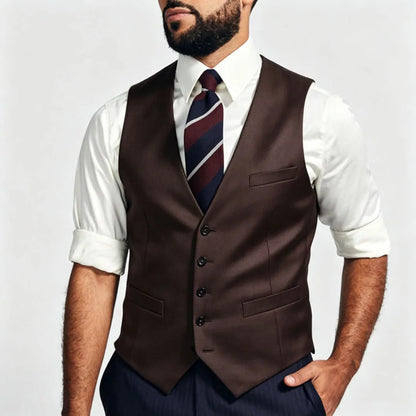 Men Vest Dark Gray Single Breasted V Neck Solid Waistcoat For Wedding Banquet Business Work Office Casual Daily Men Suit Vest