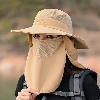 Fisherman's hat, male sun hat, summer outdoor quick drying sun hat, fishing breathable sun hat, female face mask hat