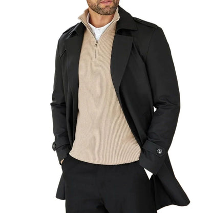 Men's Turtleneck Pullover Sweaters Zip Knitted Jumper Winter Sweater Long Sleeve Work Warm Coats Slim Fit Lightweight Outwear