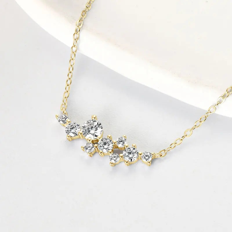 Moissanite Diamond Necklace Original 925 Sterling Silver Unique Cluster Pendant Necklaces For Women Delicate Jewellry Gift