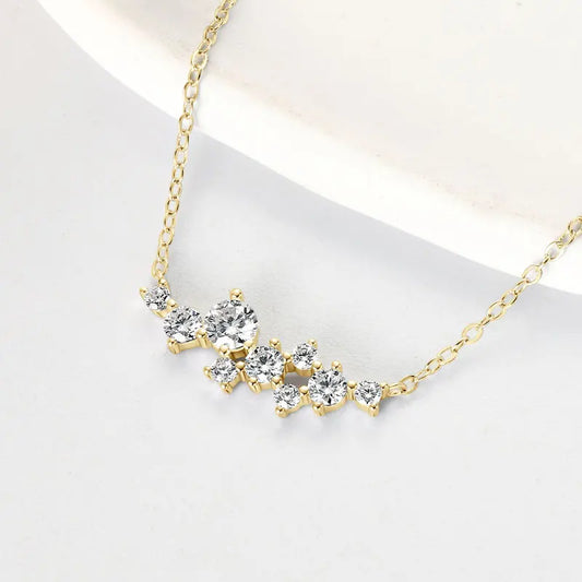 Moissanite Diamond Necklace Original 925 Sterling Silver Unique Cluster Pendant Necklaces For Women Delicate Jewellry Gift