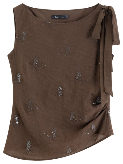 Fashionable Embroidered Sleeveless Top and Tulip Skirt Elastic Waist Retro Women 2026 Summer New Arrival Set