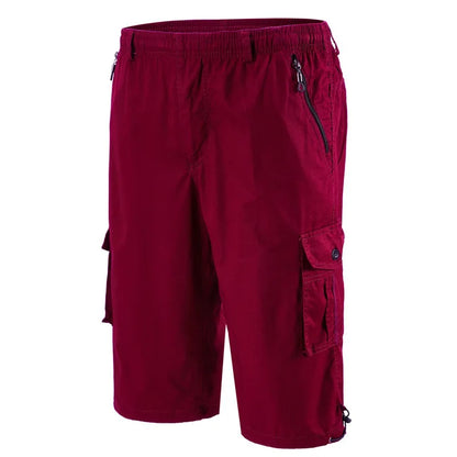 Cargo Shorts Men Zipper Pocket Many Men's Breeche Long Length 3/4 Capri Short Pant Cotton Bermuda Summer 2024 Casual Male Shorts