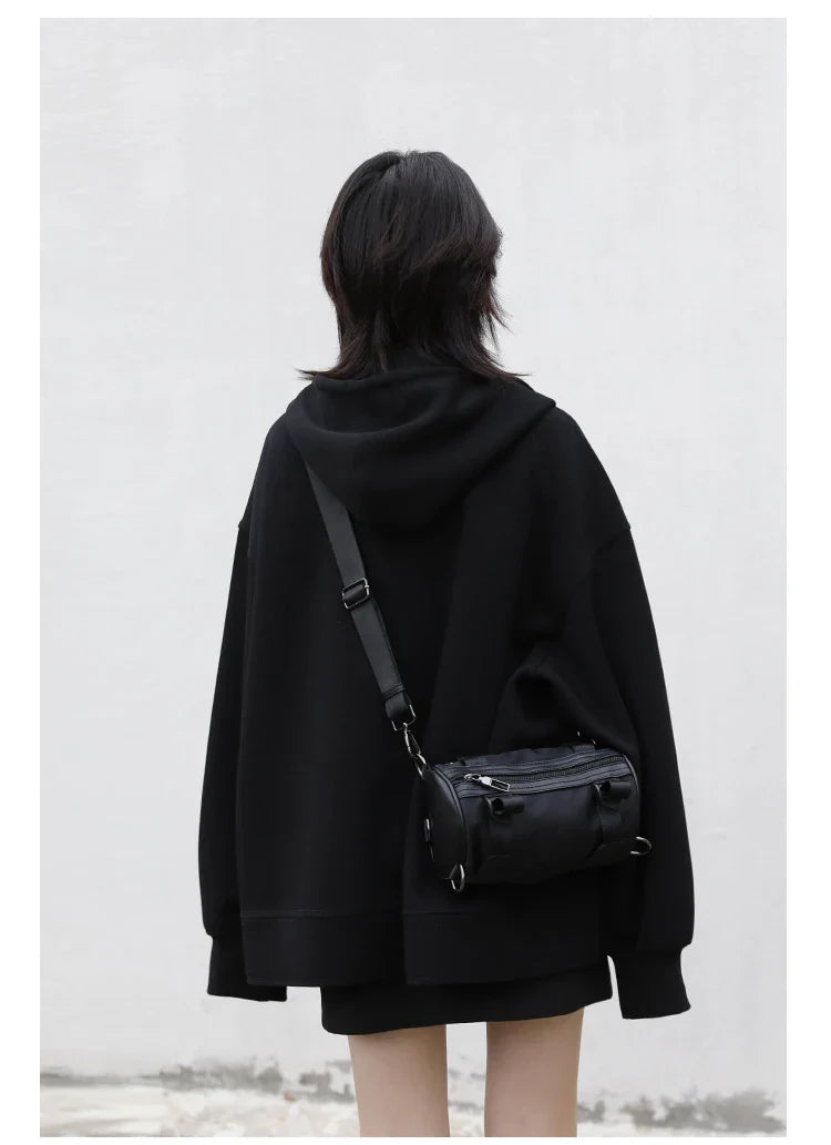 Women Sweatshirts Hoodies Solid Loose Casual Hooded Female Tops Lady Coat Medium Length Overcoat Spring Autumn 2025