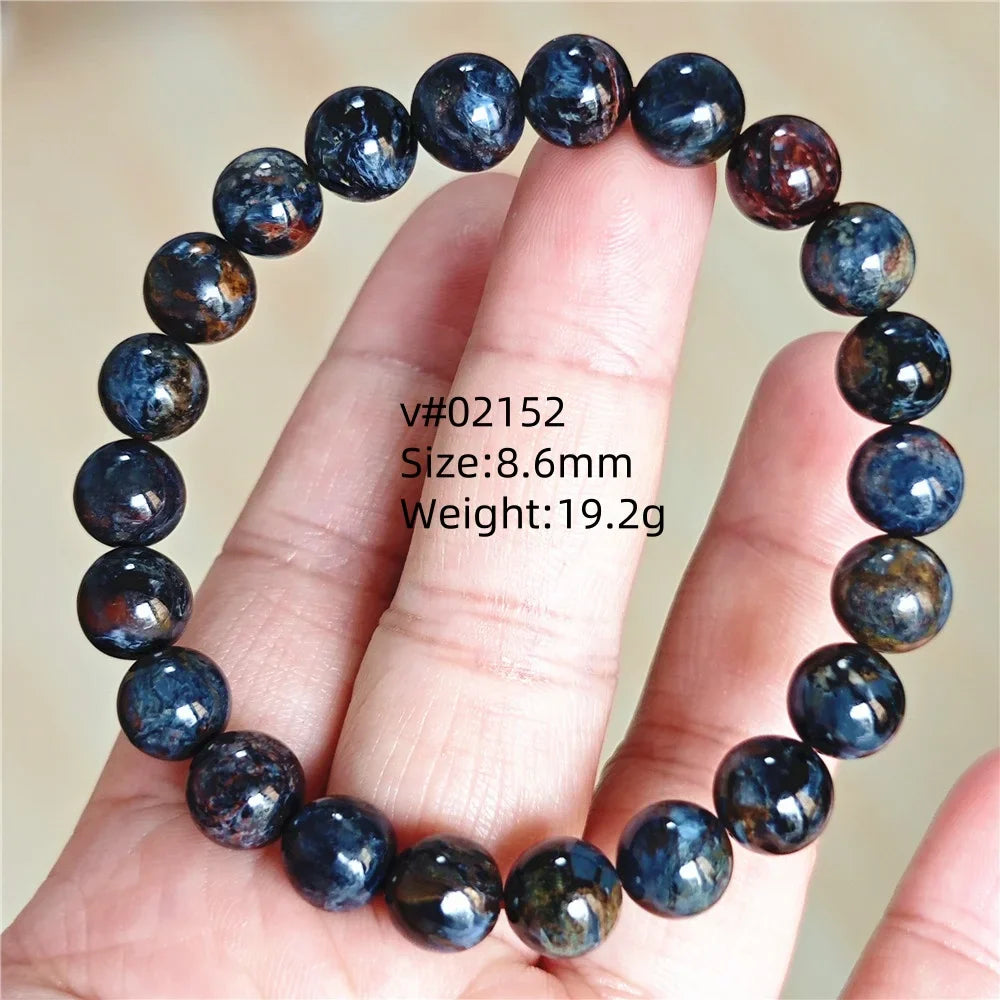Natural Blue Pietersite Bracelet Women Men Beads Round Beads Chatoyant Cat Eye Fire Pietersite Namibia AAAAAA
