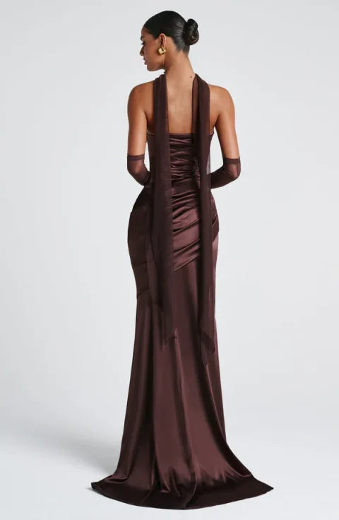Elegant Strapless Women's Evening Dress 2026 Scarf Mermaid Pleated Women Party Dress Sweep Train Ribbons Formal Gowns Customized