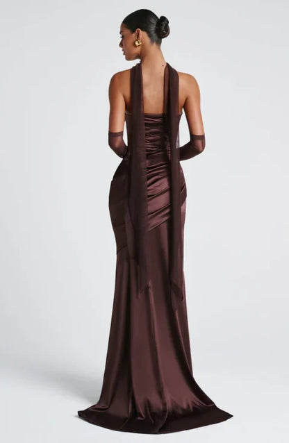 Elegant Strapless Women's Evening Dress 2026 Scarf Mermaid Pleated Women Party Dress Sweep Train Ribbons Formal Gowns Customized