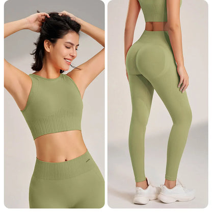 Yoga Clothing Set Women's High Waisted Leggings and Top Two Piece Seamless Fitness Exercise Clothing Fitness Underwear plus size