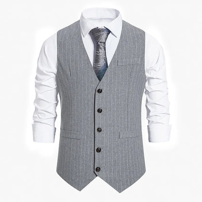 Men's Suit Vest Striped Single Breasted Waistcoat Stylish Mail Suit Retro Vest Wedding Business Banquet Daily Groomsman Uniform