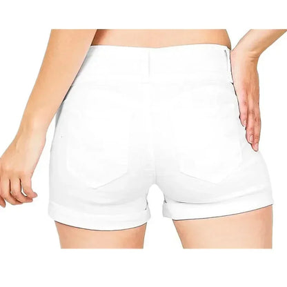 Women's New Summer Fashion Waistband Denim Stretch Fabric Shorts Casual Versatile Street Shorts