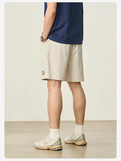 2025 Summer New 145gsm Elastic Fabric Beach Shorts Men Contrast Color Drawstring Athletic Shorts