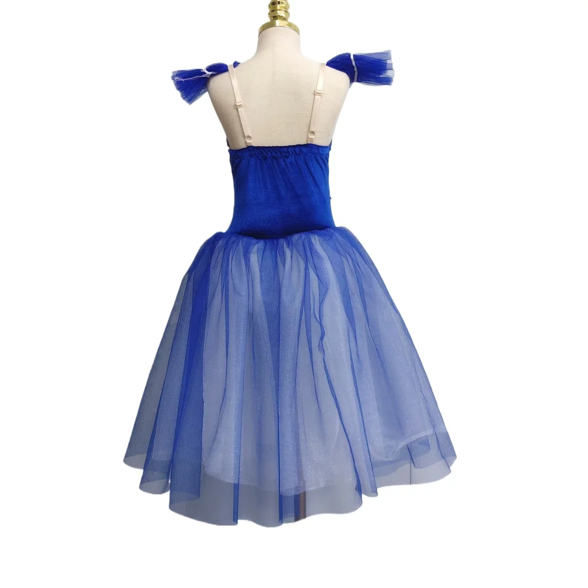 Long Ballet Tutu Skirts Blue 3d Flower Dress Performance Costumes Princess Dance Practice Romantic Dress
