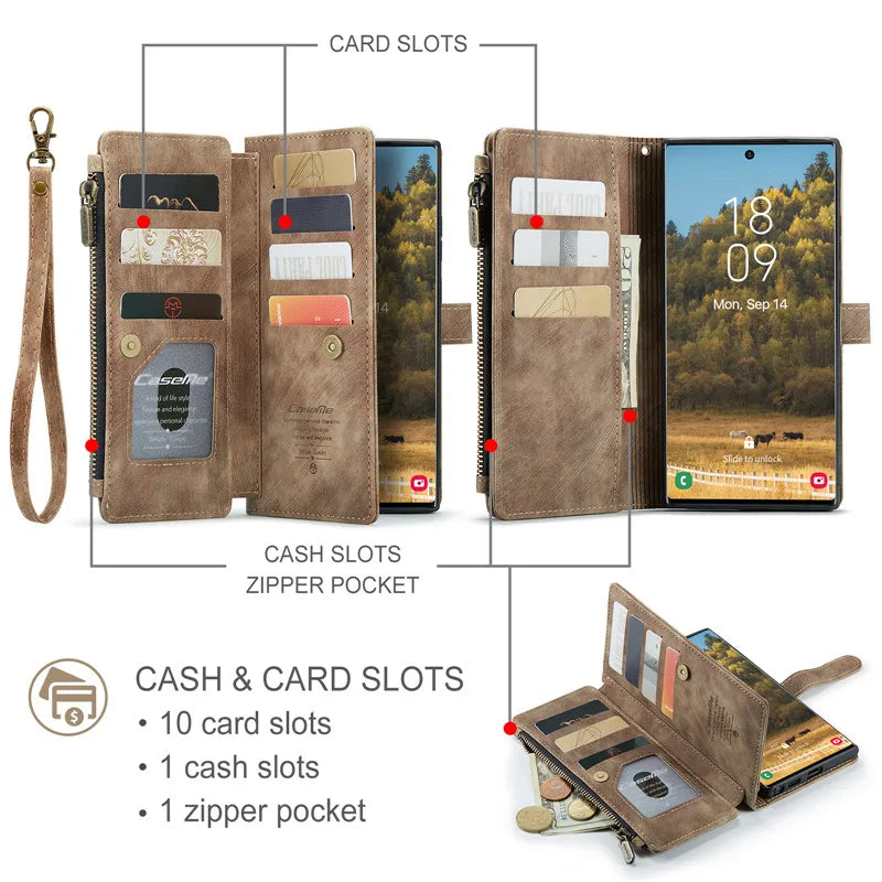 Flip Leather Phone Case For Samsung Galaxy S25 Edge S24 S26 Ultra S23 FE S22 S21 S20 Plus Note20 A16 A56 A17 A37 A57 Wallet Etui