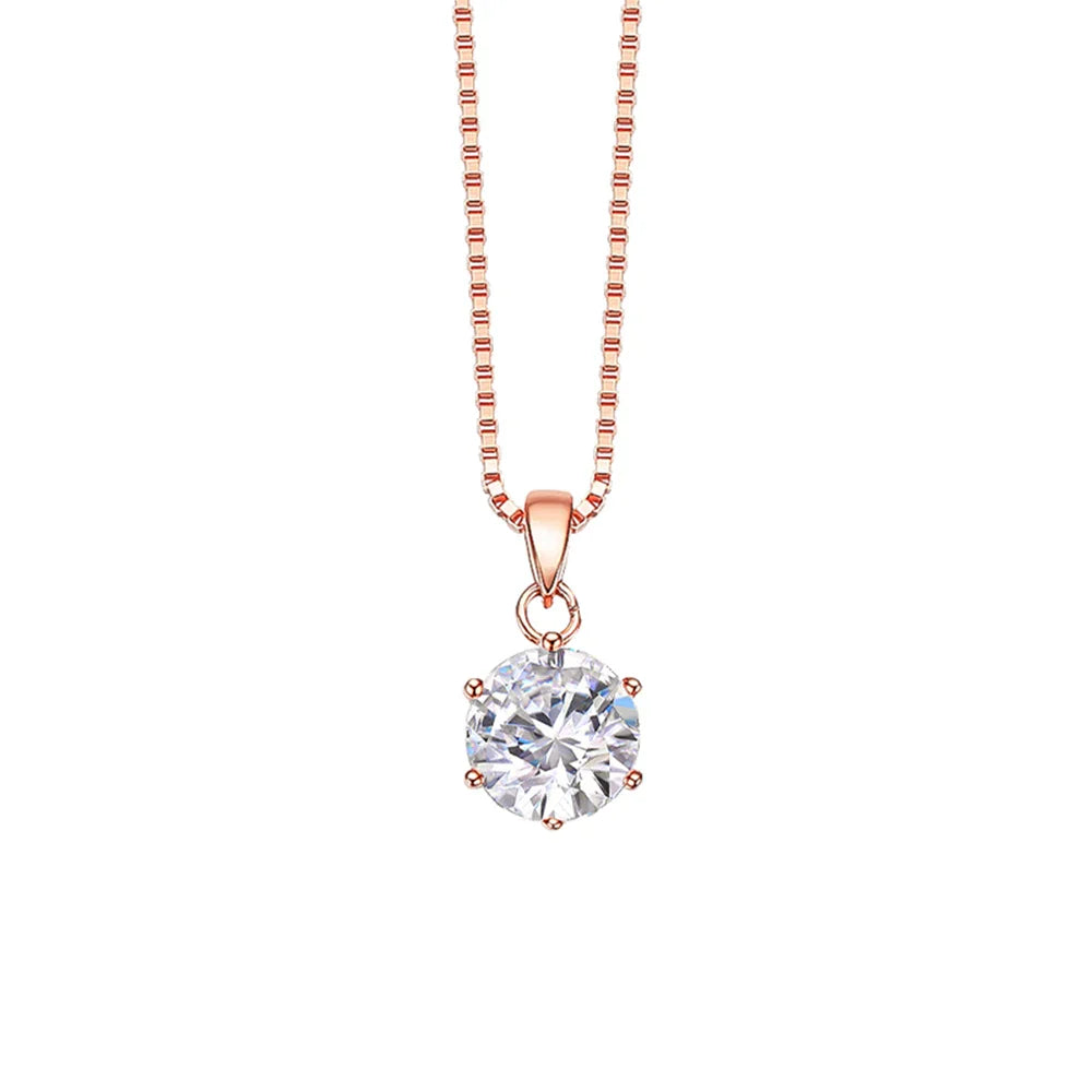 0.5-10CT Real Moissanite Pendant Necklace For Women D Color Round Diamond Necklace 925 Sterling Silver Classic Bride Jewelry
