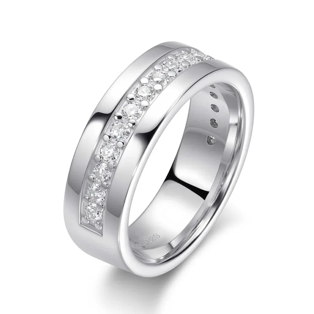 2mm Round Moissanite Eternity Band Ring GRA Certified Lab Moissanite s925 Sterling Silver Wedding Rings for Women Man