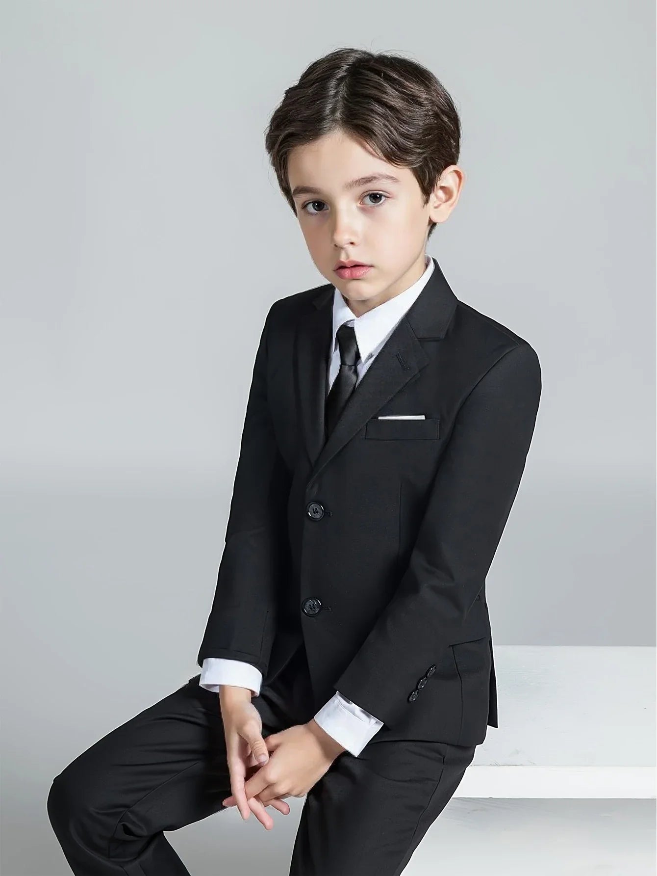 Boys Suits 4-Piece Jacket Vest Pants Tie Random Teen Dress Wedding Performance Prom Formalwear Classic Slim Elegant Age 2-16Y