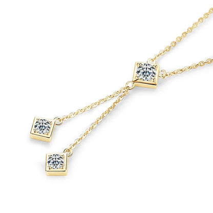 Full Round Cut Moissanite Tassel Chains Pendant Necklaces for Women Real S925 Sterling Silver Fine Jewelry Gifts Collar