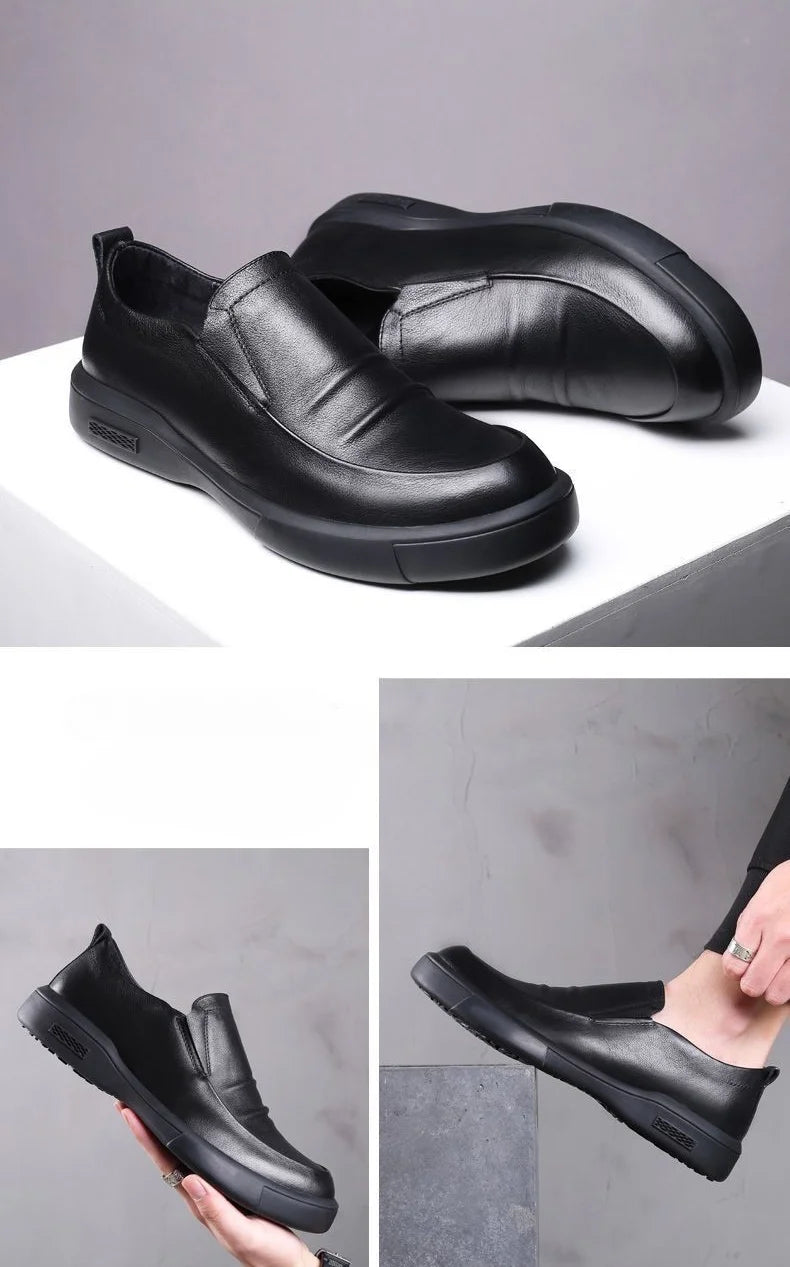 Social Shoe Male Spring Autumn Men's Formal Shoes Casual Business Cowhide 2025 Trend Black Official Cheap Clearance Footwear New
