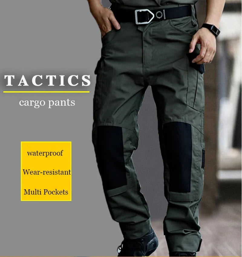 Men's Tactical Pants Casual Cargo Multi-Pockets Trousers Quick Dry Outdoor Waterproof Workwear Trousers Wear-Resistant Overalls