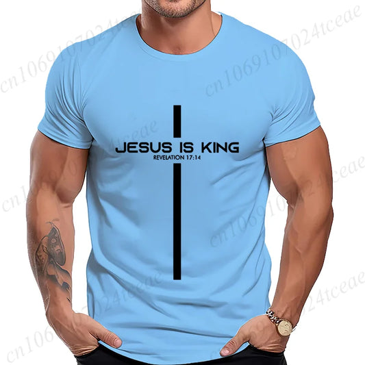 T Shirt for Men Jesus Is King Print Graphic T Shirts Unisex Harajuku Fashion Casual Street Short Sleeve Tee Jesus Is King Tops