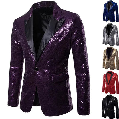 European and American Hosting Performance Dress High End Men's Gold Sequin Suit Korean Version Slim Fit Studio Suit Jacket