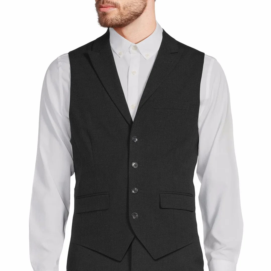 Men Vest Gray Single Button With Lapel Solid Waistcoat For Wedding Banquet Party Office Business Work Daily Men Suit Vest