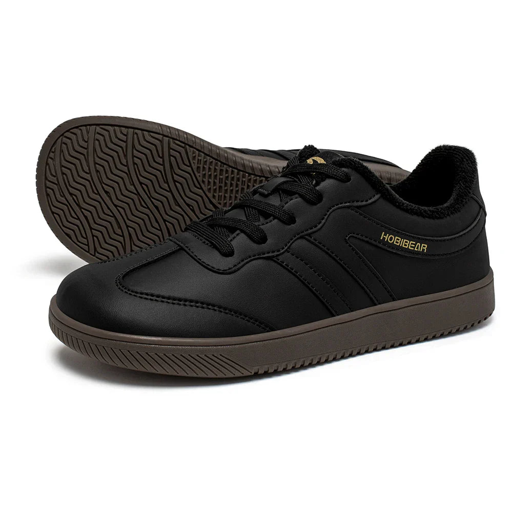Wide Toe Shoes Unisex Artificial Leather Faux Fur Lined Sneakers Casual Retro Lace Up Shoes for Women Men