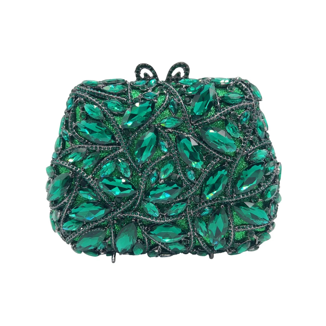 Women Elegant Brown Rhinestone Evening Bag Colorful Crystal Shoulder Clutch Fashion Bridal Handbag Wedding Party Purses