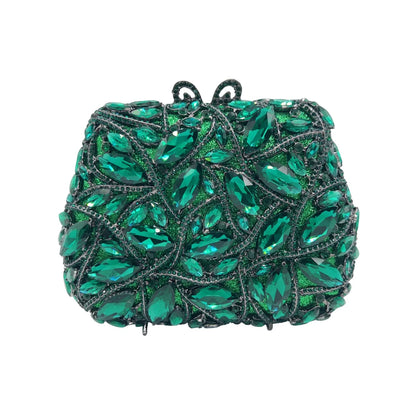Women Elegant Brown Rhinestone Evening Bag Colorful Crystal Shoulder Clutch Fashion Bridal Handbag Wedding Party Purses