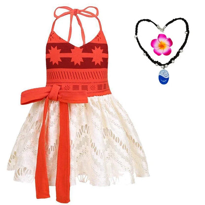 Baby Girls Dress Up Moana Costume Toddler Kids Summer Princess Dress Children Halter Dress Backless Carnival Halloween Clothes