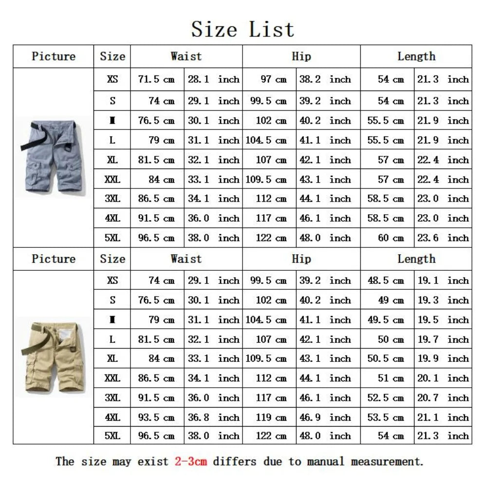 Summer Cargo Shorts Men's Pure Cotton Vintage Washed Multi Pocket Casual Straight Leg Trendy Knee Length Pants Streetwear