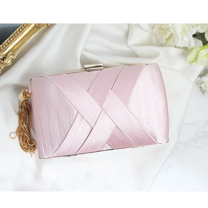 Silky Satin Tassel Banquet Bag, Women Elegant Chain Evening Clutch, Cheongsam Fashion Handbag