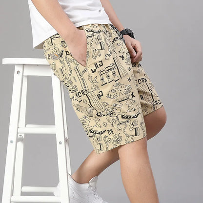 Men‘s Streetwear Casual Shorts Holiday Bermuda Shorts Elastic Waist Golf Shorts Relaxed Fit Cotton Drawstring Sweat Shorts
