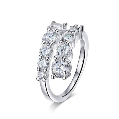 10 Gems Full Moissanite Rings for Women Sparkling Flawless Lab Created Diamond Wedding Band S925 Sterling Silver Jewelry