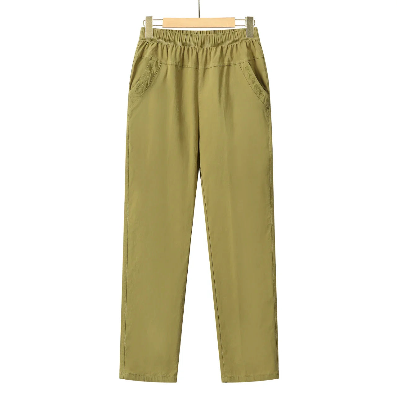 Summer Casual Washed Cotton Women's Plus Size Pants 2025 Elastic Waist Office Casual Outdoor Trousers Breathable Cool Clothing