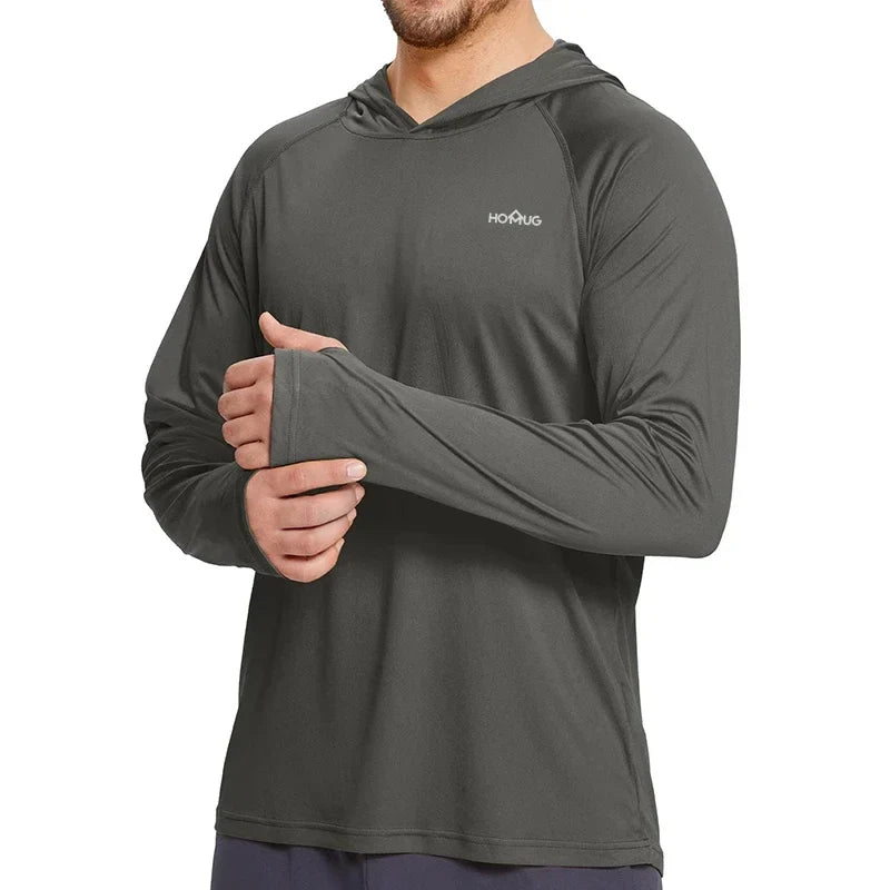 Sun Protection T-Shirt Hoodie Men's UPF50+ Sun Protection Long Sleeve T-Shirt Quick Dry Breathable Hiking Sunscreen Fishing Wear