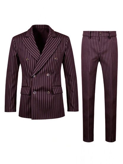 Men's Suit Sets Men's Striped Suits Dress Pants for Business Dinners and Weddings