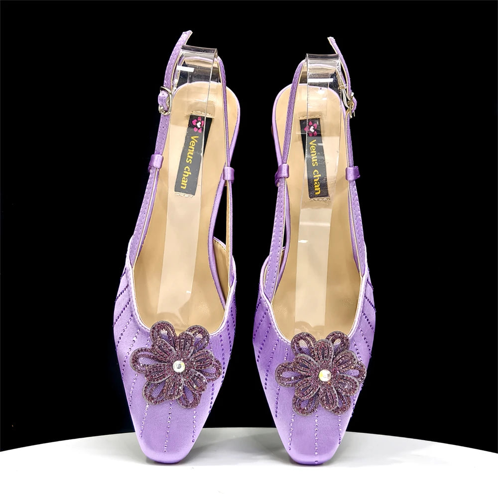 2026 Elegant Gold Color Women's Heels Handbag Set Rhinestone Embellished Designer Shoes for Weddings Special Events