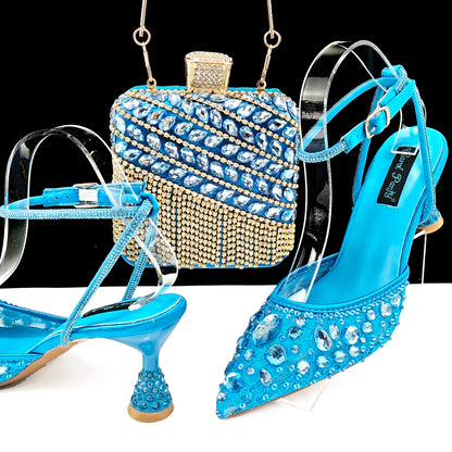 Italian Design Mini Three-Dimensional Hard Bag Tassel Decoration Bag Nigeria Elegant Shoes and Bag Set Women Shoes